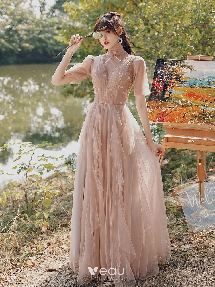 Simple pink wedding dress on sale
