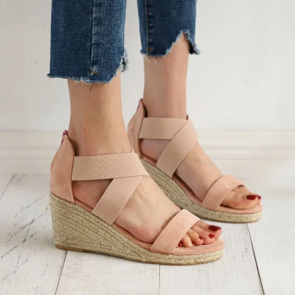 Schöne Braun Strassenmode Leopardenmuster Sandalen Damen 2020 8 cm Keilabsatz Peeptoes Sandaletten
