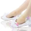Chic / Beautiful White Wedding Shoes 2018 Leather Butterfly Flower Rhinestone 14 cm Stiletto Heels Pointed Toe Wedding Pumps
