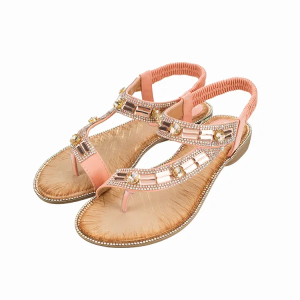 Schöne Sommer Lindgrün Strand Flache Sandalen Damen 2020 Kristall Strass Peeptoes Sandaletten