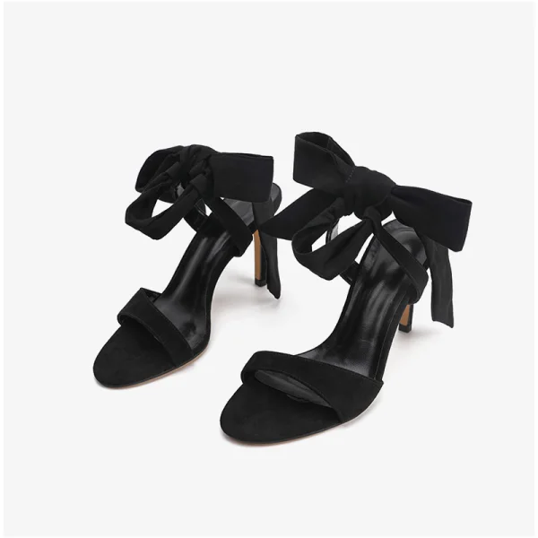 Enkla Röd Casual Mocka Rosett Sandaler Dam 2020 8 cm Stilettklackar Peep Toe Sandaler