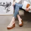 Sexy Transparent Braun Sommer Freizeit Sandalen Damen 2020 Strass 6 cm Keilabsatz Plateau Peeptoes Sandaletten