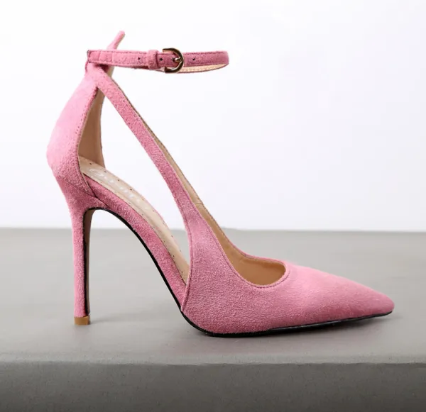 Chic / Beautiful Black Cocktail Party Womens Sandals 2020 Suede Ankle Strap 10 cm Stiletto Heels Pointed Toe Sandals