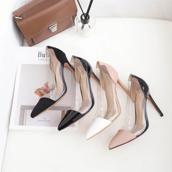 Schöne Schwarz Büro OL Pumps 2020 10 cm Stilettos Lackleder Spitzschuh Pumps