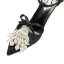 Fashion Black Prom Womens Sandals 2020 Leather Bow T-Strap Pearl Rhinestone 9 cm Stiletto Heels Pointed Toe Sandals