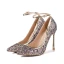 Scintillantes Noire Soirée Paillettes Escarpins 2020 Bride Cheville 12 cm Talons Aiguilles À Bout Pointu Escarpins