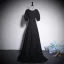 Elegant Black Rhinestone Prom Dresses 2023 A-Line / Princess Scoop Neck Short Sleeve Floor-Length / Long Prom Formal Dresses