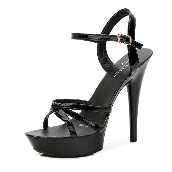 Simple Argenté Club de carnaval Sandales Femme 2020 Bride Cheville 13 cm Talons Aiguilles Peep Toes / Bout Ouvert Sandales