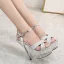 Charmant Noire Club de carnaval Paillettes Sandales Femme 2020 Bride Cheville 14 cm Talons Aiguilles Peep Toes / Bout Ouvert Sandales