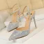Glitzernden Rosa Abend Sandalen Damen Strass 2020 Knöchelriemen 10 cm Stilettos Spitzschuh Sandaletten