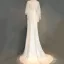 Luxe Ivoire Robe De Soirée 2018 Trompette / Sirène Perlage Perle Faux Diamant Paillettes Encolure Dégagée Dos Nu 3/4 Manches Train De Balayage Robe De Ceremonie