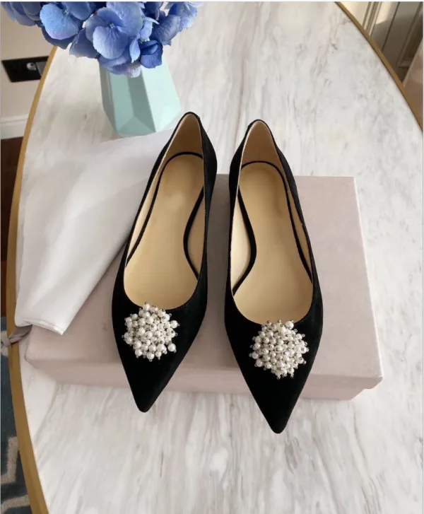 Eleganta Mocka Pärla Hall Pumps 2020 10 cm Stilettklackar Spetsiga Pumps