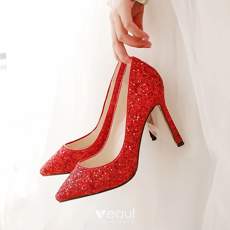 Red on sale heels sparkly