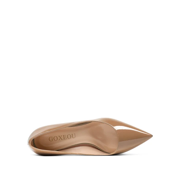 Modest / Simple Nude Office OL Patent Leather Pumps 2020 12 cm Stiletto Heels Pointed Toe Pumps