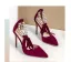 Sexy Burgundy Evening Party Womens Sandals 2020 Pearl Ankle Strap 10 cm Stiletto Heels Pointed Toe Sandals
