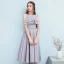 Simple Gris Robe Demoiselle D'honneur 2018 Princesse Sans Manches Dos Nu Thé Longueur Robe Pour Mariage