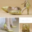 Sexy Ivoire En Dentelle Fleur Chaussure De Mariée 2020 Faux Diamant Bride Cheville Paillettes 8 cm Talons Aiguilles À Bout Pointu Mariage Talons