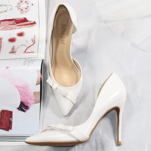 Sexy Nude Cocktail Party Womens Shoes 2020 Bow 10 cm Stiletto Heels Pointed Toe Heels