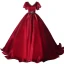 Classy Burgundy Prom Dresses 2021 Ball Gown V-Neck Crystal Rhinestone Short Sleeve Backless Floor-Length / Long Prom Formal Dresses