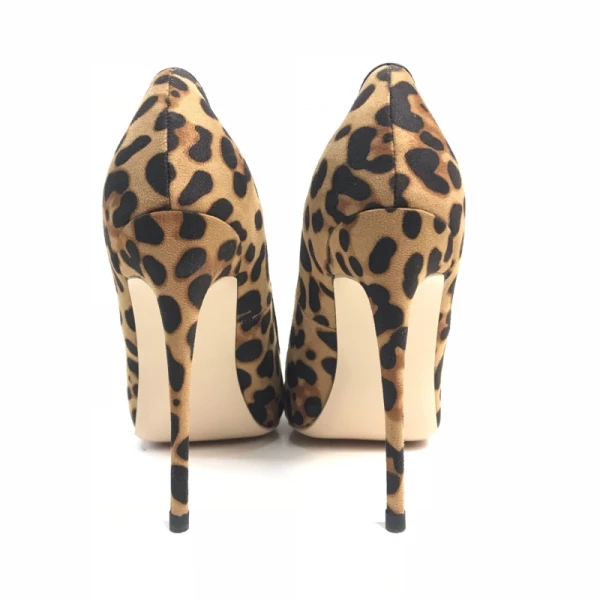 Mode Bruin Avond Luipaard Print Suede Pumps 2021 12 cm Naaldhakken / Stiletto Spitse Neus Hoge Hakken