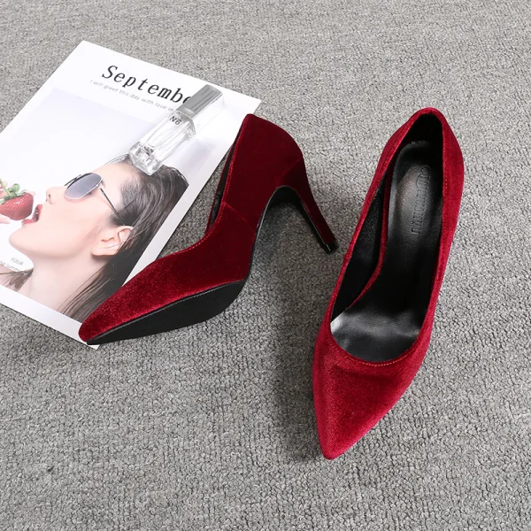 Elegant Pageant Suede Dark Green Pumps 2021 Leather High Heels 8 cm Stiletto Heels Pointed Toe Pumps