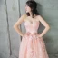 Elegant Perle Rosa Ballkjoler 2018 Prinsesse Perle Appliques Kjæreste Ryggløse Uten Ermer Chapel Train Formelle Kjoler