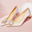 Elegant Green Prom Satin Pearl Rhinestone Pumps 2021 10 cm Stiletto Heels Pointed Toe High Heels