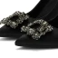Elegant Dark Green Prom Satin Rhinestone Pumps 2021 10 cm Stiletto Heels Pointed Toe High Heels