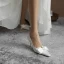 Enkla Vita Spets Rosett Brudskor 2021 Läder 7 cm Stilettklackar Högklackade Spetsiga Bröllop Pumps