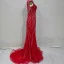 Scintillantes Gris Robe De Soirée 2018 Trompette / Sirène Fait main Perlage Cristal Perle Faux Diamant Paillettes Encolure Dégagée Sans Manches Train De Balayage Robe De Ceremonie