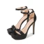 Sexy Noire Cocktail Sandales Femme 2021 Bride Cheville Imperméables 12 cm Talons Aiguilles Peep Toes / Bout Ouvert Talons Hauts