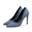 Fashion Pool Blue Street Wear Canvas Pumps High Heels 2021 10 cm Stiletto Heels Pointed Toe Pumps