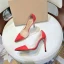 Schöne Transparent Rot Cocktail Pumps 2021 8 cm Stilettos Hochhackige Spitzschuh Pumps