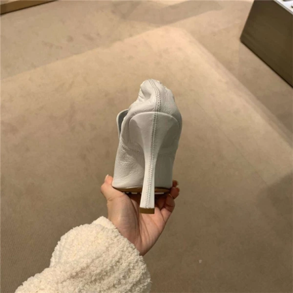 Vintage Schlicht Weiß Freizeit Pumps 2021 Leder 9 cm Stilettos Quadratische Zehe Pumps