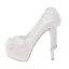 Charming Ivory Lace Flower Wedding Shoes 2021 Waterproof Pearl Tassel 15 cm Stiletto Heels Round Toe Wedding Pumps High Heels