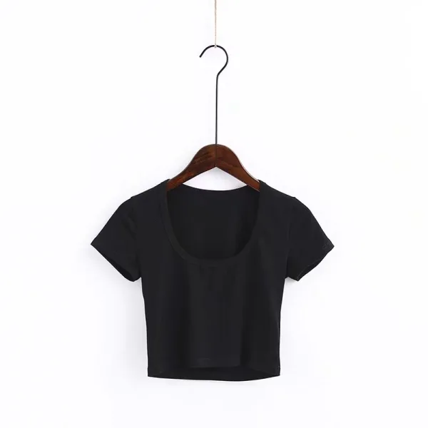 Sexy Summer Street Wear Army Green Tight  T-Shirts 2021 Scoop Neck Short Sleeve Women's Tops