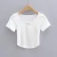 Sexy Blushing Pink Summer Street Wear Tight  Buttons T-Shirts 2021 Scoop Neck Short Sleeve Women's Tops