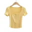 Sexy Summer Sky Blue Street Wear Tight  T-Shirts 2021 U-Neck Short Sleeve Women's Tops