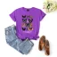Fashion Street Wear Khaki Summer Loose Butterfly Printing Cotton T-Shirts 2021 Scoop Neck Short Sleeve Women's Tops T-shirt