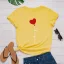 Schön Sommer Schwarz Freizeit Herzförmig Ballon Drucken T-Shirts 2021 Baumwolle Rundhalsausschnitt Kurze Ärmel Lose Damen Oberteile