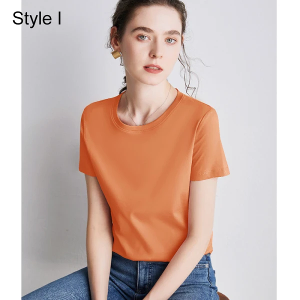 Simple OL Désinvolte Lavande Ordinaire T-Shirts 2021 Encolure Dégagée Coton Manches Courtes Hauts pour Femmes T-shirt