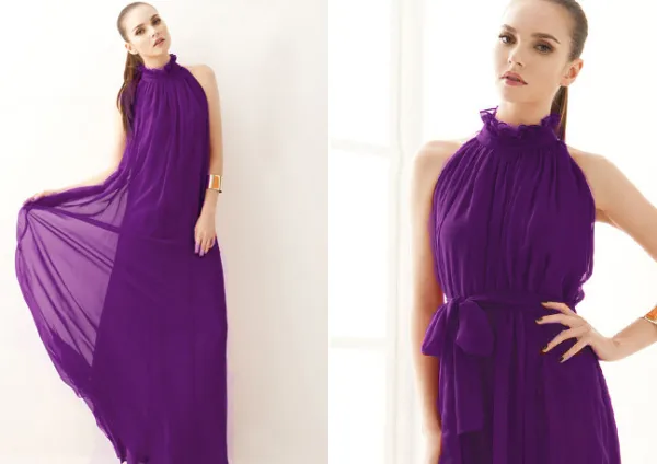 Elegant Summer Khaki Maxi Dresses 2018 Pleated High Neck Short Sleeve Floor-Length / Long Womens Clothing