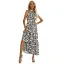 Chic / Beautiful Summer Black Floral Street Wear Maxi Dresses 2021 High Neck Sleeveless Women Dresses