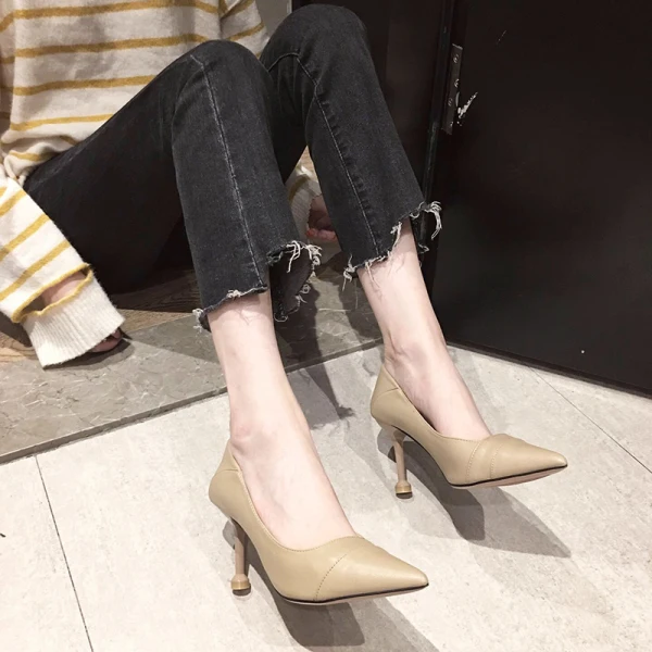 Simple Noire Bureau OL Escarpins Talons Hauts 2021 8 cm Talons Aiguilles À Bout Pointu Escarpins