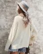 Comfortable Fall Winter White Street Wear Sweaters 2021 Cotton V-Neck Long Sleeve Loose Women's Tops