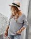 Sexy Fall Winter Beige Street Wear Sweaters 2021 Cotton V-Neck Regular Long Sleeve Women Tops