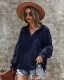 Mode Tomber Hiver Beige Désinvolte Blouses 2021 V-Cou Manches Longues Ample Femme Hauts