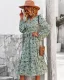 Chic / Beautiful Fall Winter Beach Resort Wear Street Wear Blushing Pink Floral Women Dresses 2021 V-Neck Long Sleeve Sash Loose Knee-Length
