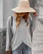 Modest / Simple Casual Beige Knitting Loose Coats & Jackets 2021 Scoop Neck Buttons Long Sleeve Women Tops