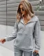 Fashion Fall Winter Solid Color Army Green Casual Lapel  Sweatshirts 2021 Long Sleeve Loose Women Tops